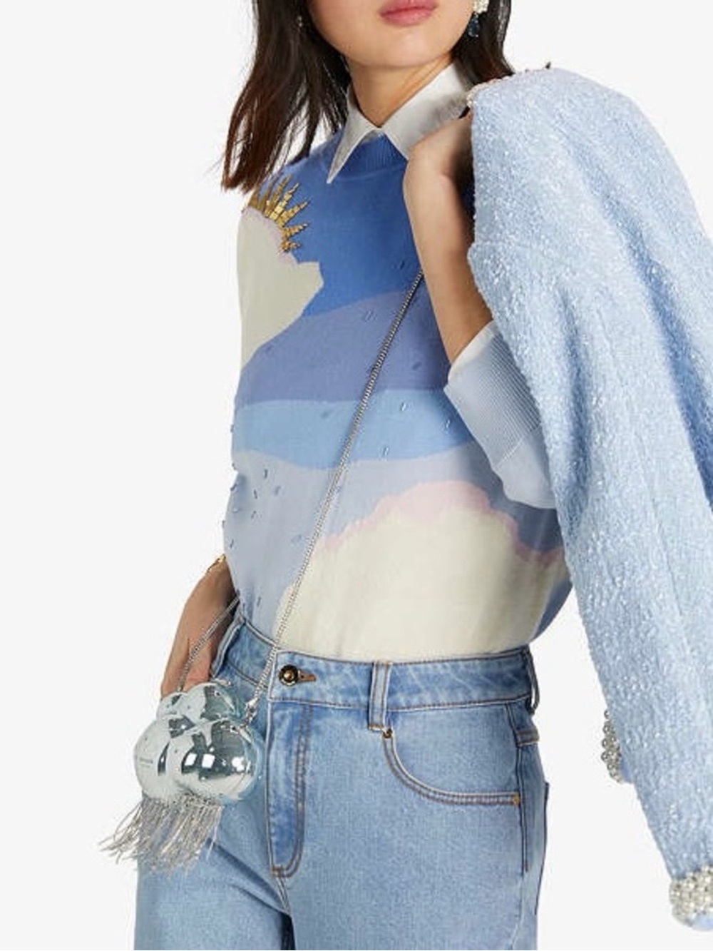 kate spade New York Silver 3D Cloud Fringe Crossbody Bag - Picture 8 of 9